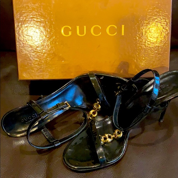 EUC GUCCI Sand Pelle Vernice Soft Metal Sandal - Picture 6 of 7